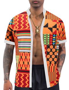 PRICES MAY VARY. OYOZONE Mens hippie clothes is luxurious in not only look but feel,without wrinkling.Because of the stretchable fabric construction,It ensures more flexibility when moving.Its breathable nature also ensures that any wearer remains cool and light. Our Beach Shirts for men are printed with boho and African Mexican Ethnic Tribal Hippie style patterns,which are classic but trendy,and designed with vibrant colors and assorted elements,This fashion shirt with button closure, henley sh Mens Disco Outfit, Dashiki For Men, Dashiki Shirt, Mandarin Collar Shirt, African Attire For Men, Mens Printed Shirts, Collarless Shirt, African Dashiki, Hip Hop Shirts