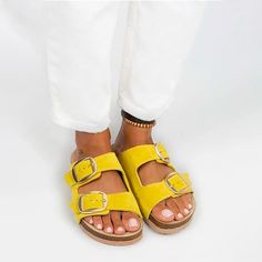 Experience comfort and style combined with these amazing genuine leather double buckle women's slippers. Handcrafted with care, these slippers provide a perfect fit for your feet and offer all-day comfort. Whether you choose to wear them for everyday use or to complement your style on a beach vacation or an elegant dinner, these slippers will not disappoint. You can explore our store for different color options. All our products are handmade. If you have any questions about the size, feel free t Elegant Dinner, Leather Sandals Women, Slides Sandals, Women's Slippers, Sandals Women, Sandals For Women, Women Leather, Fantastic Gifts, Women's Sandals