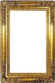 an ornate gold frame with white background