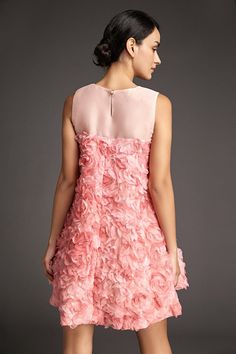 A joyful flutter of flowers animates this enchanting cocktail dress cut in an A-line silhouette and accented with alluring illusion lace at the neckline. Lined. Wear with strappy heels and dainty jewelry to complete the look. No Stretch Medium Weight Size runs small,recommend one size up Fabric: 100% Polyester,Lining: 100% Polyester Model is 174cm/5'7" tall, 81cm/32" bust, 61cm/24" waist and 90cm/35" hip and wears a size S. Model is 174cm/5'7" tall, 81cm/32" bust, 61cm/24" waist and 90cm/35" hip and wears a size S. Care Instruction: Machine Wash at or below 30°C, Do not bleach, Line dry in shade, Iron cool (max 110â„?, Dry clean, tetrachloroethylene(PCE) only.Please note: The images represent actual product though color of the image and product may slightly differ. This item will be shippe Vintage Dress Design, Purple Mini Dresses, Cap Dress, Korean Dress, Silk Mini Dress, Fairy Dress, Floral Sleeveless, Sleeveless Mini Dress, Midi Dress Sleeveless