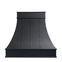 a black range hood on a white background