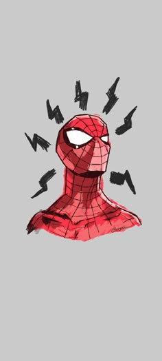 a drawing of spider - man with many arrows coming out of his head