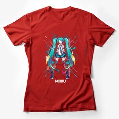 Anime Inspired Vibrant Character T-Shirt, Colorful Manga Graphic Tee, Unique Pop Culture Apparel Female T-Shirt Custom graphic T-Shirt.Customize your color Cheap Pop Culture T-shirt With Character Print, Anime Inspired, Custom Shirts, Pop Culture, Graphic Tee, Graphic T Shirt, Graphic Tees, Womens Shirts, Anime