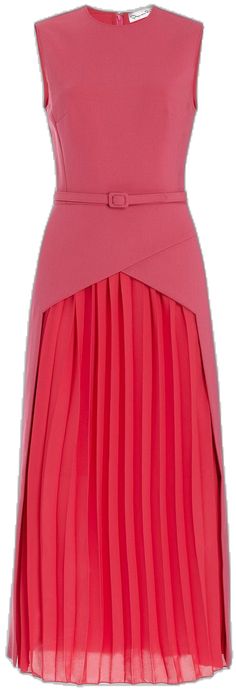 Pleated Skirt Stretch Dress - Geranium CLOTHINGDRESSCASUAL OSCAR DE LA RENTA Cocktail A-line Skirt With Pleated Waist, Pink Fitted A-line Pleated Dress, Formal Box Pleat Skirt For Summer, Knee-length Pleated Cocktail Dress, Elegant Dresses With Accordion Pleats, Evening Pleated Skirted Dress, Elegant Accordion Pleated Dress, Elegant Skirted Dress With Accordion Pleats, Fitted Box Pleat Pleated Skirt For Evening