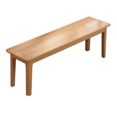 a wooden bench sitting on top of a white floor