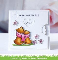 a close up of a card with a teddy bear