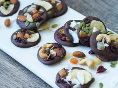 chocolate covered cookies with nuts and dried fruit