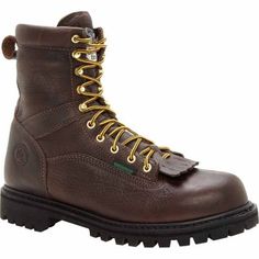 Georgia Boot Men's 8 in. Waterproof Low Heel Logger Steel Toe Work Boots, G8341 Mens Steel Toe Boots, Vibram Boots, Sole Pattern, Mens Waterproof Boots, Logger Boots, Waterproof Leather Boots, Georgia Boots, Steel Toe Boots, Steel Toe Work Boots