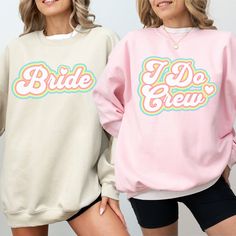 Bride Pride Sweater, Lesbian Bachelorette Sweater, Lesbian Wedding Sweatshirts, Rainbow Bach Sweater, I Do Crew, Lesbian Bachelorette Party Get ready to celebrate love and friendship with our Bride Pride lesbian bachelorette party shirts! Perfect for a fun and colorful celebration, this shirt celebrates the union of two sweet souls. Whether you're hitting the town or having a cozy night in, let everyone know you're proud to be part of the rainbow love story. Cheers to the brides and the journey Pride Bachelorette Party, Lesbian Bachelorette Party, Lesbian Bachelorette, Pride Sweater, Wedding Sweatshirts, Pride Lesbian, I Do Crew, Bachelorette Party Gift, Two Sweet