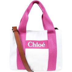 Color: White White bag, with handles, adjustable shoulder strap, zip closure on the top. It is embellished with fuchsia details and logo on the front. 100% Cotton. Chic Canvas Bags With Logo, Chic Canvas Shoulder Bag With Logo, On-the-go Shoulder Bag With Logo And Double Handle, Trendy Top Handle Shoulder Bag With Logo, Casual Top Handle Shoulder Bag With Logo, Pink Top Handle Bag With Logo, Logo Satchel Shoulder Bag For Shopping, Pink Double Handle Shoulder Bag With Logo, Canvas Shoulder Bag With Logo For Errands