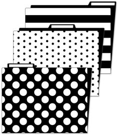 black and white polka dot file folders