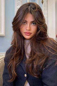 CURTAIN BANG INSPO | 90'S HAIRSTYLE Hairstyles For Layered Hair, Long Brown Hair, Haircuts Straight Hair, Haircuts For Long Hair, Hair Inspiration Color, Hair Inspo Color, Light Brown Hair, Long Hair Cuts