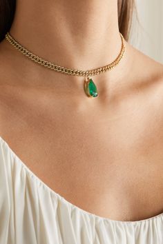 Green 18-karat gold, emerald and diamond choker | SHAY | NET-A-PORTER Shay Jewelry, Emerald Choker, Antique Art Deco Jewelry, Wardrobe Revamp, Diamond Choker, Pakistani Jewelry, Emerald Necklace, Deco Jewelry, Fine Jewels