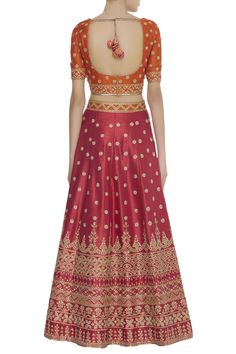 Red lehenga with all-over floral motif work. Comes with orange embellished blouse and dupatta. 
No of components: 3
Neckline: V Neck
Sleeve Length:  Half
Tassel tie-up back  
Kamar latkans  
 - Aza Fashions Red Lehenga, Embroidered Lehenga, Embellished Blouse, Set For Women, Aza Fashion, Floral Motif, Lehenga, Two Piece Skirt Set, Sleeve Length