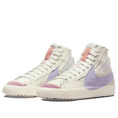 Retro Nike High-top Sneakers For Spring, Vintage Pink High-top Sneakers, Retro Pink High-top Sneakers With Rubber Sole, Vintage White Sneakers For Spring, Vintage White High-top Sneakers For Spring, Nike Blazer Jumbo, Blazer Jumbo, Nike Blazer Mid 77 Jumbo, Nike Gear