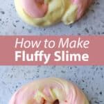 two doughnuts with pink frosting on them and the words how to make fluffy slime