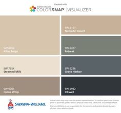 the color scheme for sherwinn's paint colorsnap visualizer is shown