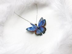 🌸 Realistic design, Butterfly looks like a real one🌸 Butterfly Wingspan (Width) is about 5.1 cm / 2"🌸 The price is only for the pendant (chain is included as a gift, - the chain is Rhodium plated of high quality, length 17.7" / 45 cm) 🌸 Wings are made of silk with a beautiful 3D effect🌸 Great gift for those who love Moths and Butterflies! Ready to ship!Feel free to write me if you have any questions! 😊 Nickel Free Butterfly Necklace For Gifts, Nickel-free Butterfly Necklace For Gift, Blue Butterfly Jewelry With Butterfly Print, Blue Butterfly Necklace For Gifts, Blue Butterfly Necklace For Gift, Blue Butterfly Print Jewelry For Gifts, Blue Butterfly Print Jewelry As A Gift, Blue Jewelry With Butterfly Charm For Jewelry Making, Blue Jewelry With Butterfly Print For Gift