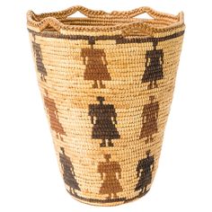 a woven basket with people on it