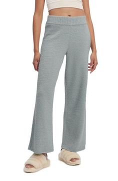 These wide-legged pants in a cozy sweater knit are ones you'll want to lounge in all weekend long. 70% recycled polyester, 30% polyester Machine wash, tumble dry Imported This product meets Nordstrom Sustainable Sourced Materials criteria: contains at least 50% sustainably sourced materials Comfy Wide Leg Bottoms For Fall, Comfortable Solid Wide Leg Pants For Fall, Comfortable Solid Color Wide Leg Pants For Fall, Wide Leg Bottoms With Soft Texture For Fall, Cozy Wide Leg Sweatpants With Elastic Waistband, Comfy Wide Leg Pants For Relaxation, Snug Comfortable Bottoms For Fall, Comfy Wide-leg Pants With Ribbed Waistband, Cozy Full Length Bottoms With Ribbed Waistband