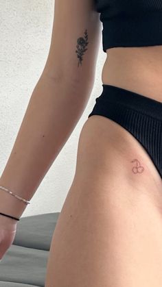 Tiny Tattoos Cherry, Tiny Cherries Tattoo, Small Cherry Tattoo On Hip, Fineline Cherry Tattoo, Cherry Fineline Tattoo, Cherry Line Tattoo, Cherry Tattoo Buttcheek, Dainty Cherry Tattoo, Cherry Hip Tattoo