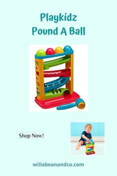 an advertisement for playkidz pound a ball