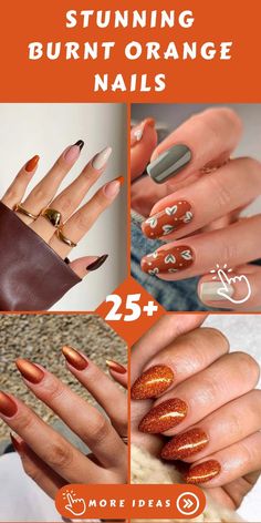 Burnt Orange Nails, Orange Nail Designs, Orange Nail Polish, Orange Nail, Nail Collection, Pumpkin Nails, Boost Your Confidence, Brown Nails, Orange Nails