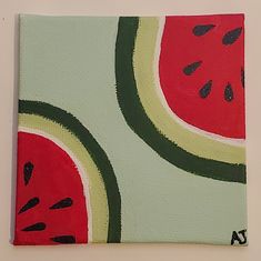 Watermelon painting Small Painting Inspo Easy, Drawing Ideas Easy Acrylic Paint, Cute And Simple Things To Paint, Small Aesthetic Painting, Watermelon Drawing Aesthetic, Acrylic Drawing Ideas Easy, Easy Drawings With Acrylic Paint, Watermelon Canvas Painting, Easy Small Paintings For Beginners