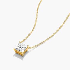 14K Yellow Gold Princess Cut Diamond Solitaire Pendant (0.50 CTW - H-I / SI1-SI2) Princess Cut Necklace, White Gold Princess Cut Diamond Necklace, Princess Cut Diamond Solitaire Necklace, Princess Cut Pendant Necklace, Princess Cut Gold, Solitaire Pendant, Princess Cut Diamonds, Princess Cut, Dream Jewelry