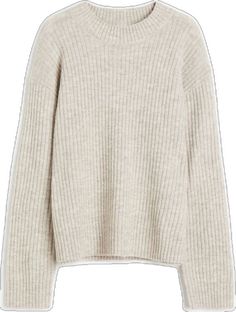 Neutral Tops With Ribbed Cuffs For Fall, Casual H&m Sweater For Layering, H&m Casual Sweater For Layering, H&m Knitted Sweater, Neutral Knitted Winter Tops, Winter Ribbed Neutral Sweater, Knitted Neutral Tops For Winter, Neutral Knitted Tops For Winter, Neutral Knit Tops For Winter