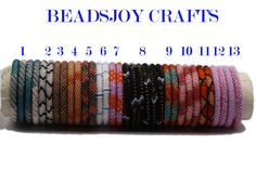 a roll of beaded bracelets sitting on top of a white surface with the words beadsjoy crafts below it