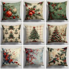 six different pillows with christmas decorations on them