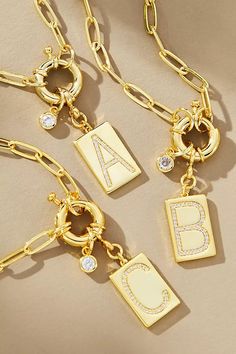 Uncommon James Initial Chain Monogram Necklace | Anthropologie Uncommon James, Outfit Plan, Fashion Friday, Monogram Necklace, Layered Look, Cream Color, Cubic Zirconia, Alphabet, Anthropologie