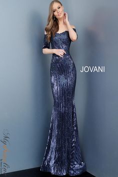 Jovani 67104 Amazing evening dress at a fraction of the price! Off Shoulder Mermaid Dress, Jovani Gown, Blue Evening Gowns, Evening Gowns With Sleeves, Mermaid Evening Gown, Evening Dresses With Sleeves, Sequin Evening Dresses, Jovani Dresses, Quality Dresses