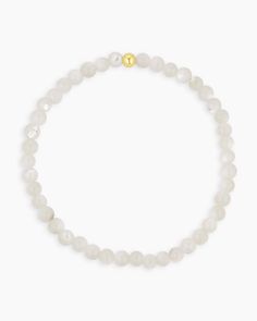 Elevate your everyday stack with the Carter Gemstone Bracelet. Featuring genuine mother of pearl, this gemstone bracelet adds a subtle pop of color to your look. We love wearing ours solo or styling it with a dainty link bracelet. Carter Gemstone Bracelet in 18k Gold/Mother of Pearl, Women's by gorjana White Round Beads Bracelets For Layering, Adjustable Bracelets With Pearl Charm And Mother Of Pearl, Adjustable Mother Of Pearl Bracelet With Pearl Charm, Everyday Round Moonstone Bracelets, Everyday Moonstone Bracelets, White Pearl Bracelets With Gemstones, White Pearl Gemstone Bracelets, White Beaded Gemstone Bracelets For Everyday, Elegant Everyday Moonstone Bracelets