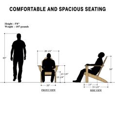 a man sitting in a chair next to another person with the measurements for his height