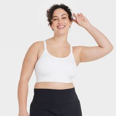 Why we're ALL IN: Get the right support as you practice yoga or exercise by wearing this seamless cami medium-support sports bra. The soft and stretchy fabric make this midline bra comfortable to wear, while the pull-on style allow easy on and off. Plus, you'll enjoy customized coverage with the removable cups and adjustable straps. All in Motion™: Made for every move, priced for every day. Supportive Sports Bra With Built-in Bra, Compressive Seamless Sports Bra With Built-in Bra, Supportive Athleisure Bra With Seamless Construction, Medium Support Seamless Yoga Bra, Compressive Seamless White Bra, Compressive Sports Bra With Built-in Support, Supportive Seamless Nursing Bra, Micro-elastic Seamless Workout Bra, Supportive Seamless Full Coverage Activewear