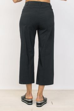 Habitat's City Capri Pant is a zip up stretchy pant in a wrinkle free fabric. High waisted with belt loops, the leg is wide and falls above the ankles on most. Two front patch pockets sit at top of leg. Super comfortable and holds shape to wear all day long! Made in ChinaFabric: 71% Rayon, 26% Nylon, 3% SpandexCare: Machine Wash Cold, Tumble Dry Low See Habitat's Sizing guideline here >Measurements - Approximate, measured flat and unstretched: Medium (M): Waist 32", Hips 38", Length 36.5", Insea Stretchy Pants, Dress Form, Size 6 Dress, Free Fabric, Wrinkle Free, Real Women, Body Measurements, Cropped Pants, Fabric Care