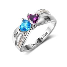 Sterling Silver Personalized Promise Ring For Women is a ring with two heart shaped stone each representing the birth stone of you and the women you are gifting it to. It has small silver stones on side of the birth stones making it and ideal promise ring as a gift for any occasion. It is made of sterling silver and is also light in weight. Features: Color: Silver Material: Silver Style: Personalized Size: Available Size: US - 6/7/8/9 Weight: 3.3g Size Chart: Size Circumference(mm) UK,Europe & A Personalized Promise Rings, Birthstone Promise Rings, Custom Birthstone Ring, Rings For Couples, Birthstone Ring Mothers, Mothers Ring, Promise Rings For Couples, Mom Ring, Custom Wedding Rings