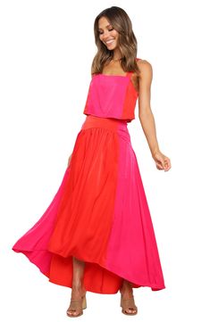 Made for summertime soirées, this freshly blooming two-piece dress features a camisole-style crop top and a gathered-to-flatter high-low skirt. Top has hidden side-zip closure; square neck Skirt has hidden side-zip closure; back elastic waist; high-low hem Lined 55% polyester, 45% rayon Hand wash, dry flat Imported High Low Skirt, Two Piece Dress, Piece Dress, Nordstrom Dresses, Skirt Top, Square Neck, High Low Dress, High & Low, High Low