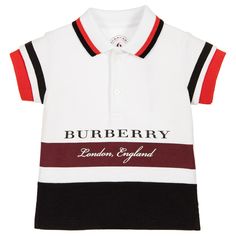 BURBERRY Junior Boys Logo Print Polo Shirt Boys Shirts, Kids Wear