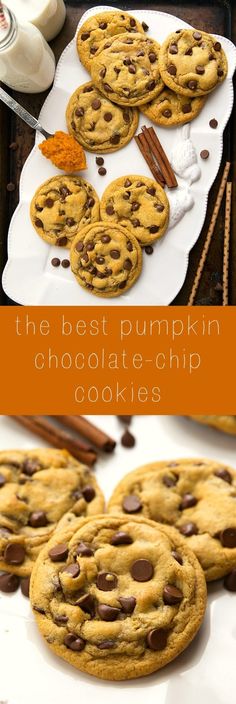 the best pumpkin chocolate - chip cookies are made with only 3 ingredients and ready to be eaten