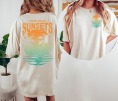 This Sun Seeker Tee is a beach lover's dream, featuring a stunning sunset design that evokes feelings of serenity and wanderlust. Whether you're strolling along the shoreline or sipping cocktails on a tropical getaway, this sunset-inspired t-shirt is the perfect companion for your girls trip or vacation. With its aesthetic appeal and comfortable fit, it makes a thoughtful gift for anyone who cherishes the magic of sunsets and seeks adventure in every moment. Printed on Comfort Colors Tee ****PLE