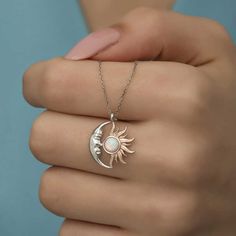 #necklace #newyork #london #combine Sun And Moon Necklace, The Sun And Moon, Bohemian Vibes, Moon And Sun, Boho Chic Style, Silver 925 Necklace, Timeless Accessories, Sun And Moon, Stunning Necklace