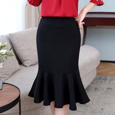 Buy without regret. If you want to match the model's top, please come in https://www.luulla.com/product/1637738/solid-color-v-neck-chiffon-blouse-loose-temperamental-professional-casual-shirt-cheap-on-sale All customers who order a blouse or a skirt will receive a complimentary $5 brooch. Name:New summer skirt, fashion, professional , temperament, leisure, mermaid MIDI skirt Material:blended Color:black Features:fashion,OL,casual Size:S,M,L,XL,2XL,3XL,4XL S:length:64,waist:66,hip:;84 M:length:65 Mermaid Midi Skirt, Fashion Professional, Fishtail Skirt, Cheap Shirts, Shop Owner, Loose Blouse, Body Con Skirt, Summer Skirts, Chiffon Blouse