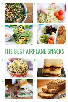 the best airplane snacks for lunches and desserts are in this post - it - yourself photo collage