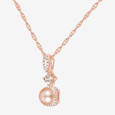 Pearl Type: Cultured Freshwater PearlsJewelry Closure: Spring Ring ClaspLink Construction: SolidSetting: Multi-SettingPearl Size: 8-8.5mmMetal Color: Rose ToneChain Length: 18 InchPendant Length: 22mmPendant Width: 10mmMetal: 14k Rose Gold Over SilverChain Construction: RopeCare: Wipe CleanStone Type: 35 Lab Created SapphireAuthenticity: Dyed PearlsBirthstone: June BirthstoneNecklace Type: Pendant NecklacesCountry of Origin: Imported Rose Gold Pearl Pendant Necklace For Formal Occasions, Formal Rose Gold Pearl Pendant Necklace, Formal Rose Gold Necklace With Pearl Pendant, Anniversary Rose Gold Necklace With Pearl Pendant, Fine Jewelry Rose Gold Necklace With Pearl Pendant, Rose Gold Pearl Pendant Necklace In Fine Jewelry, Rose Gold Pearl Pendant Necklace Fine Jewelry, Rose Gold Round Necklace With Pearl Pendant, Pearl Types