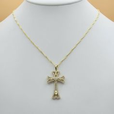 GOLD PLATED JEWELRY Icy Cross with Heart Pendant & Chain Necklace 14K Gold Plated Pendant Size: 1.80 in H (Including bail) Chain Size: 20" ***Size Reference: Quarter Coin Diameter is 0.95 in*** We seek to do the best in our work, if there is any problem, please let us know to fix it ASAP. God bless you! U.S. Seller:  Shipping with tracking number. Gold Rhinestone Cross Pendant Necklace, Gold Vvs Clarity Cross Pendant Jewelry, Gold Iced Out Cross Pendant Necklace, Cross With Heart, Hallmarked Yellow Gold Cross Pendant Jewelry, Yellow Gold Hallmarked Cross Pendant, Maddy Perez, Future Aesthetic, Cross Jewelry Necklace