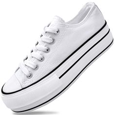 a white shoe with black laces on it