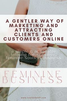 a woman standing in a field with her hand on her hip and the words, a center way of marketing, attracting customers and customers online